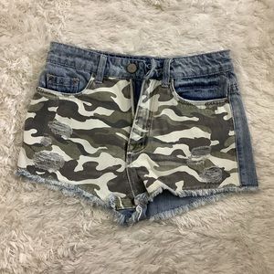 Brand new never worn camo print high rise shorts